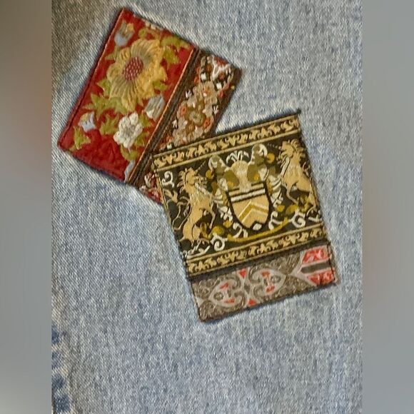 VTG 90s Limited Jeans 10 Patchwork High Rise Straight Leg Medieval Silk floral - Picture 12 of 15